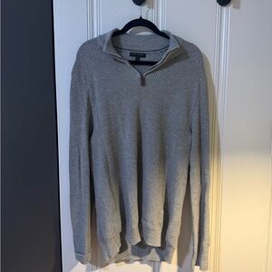 Banana Republic Light Gray Quarter Zip Knit Sweater